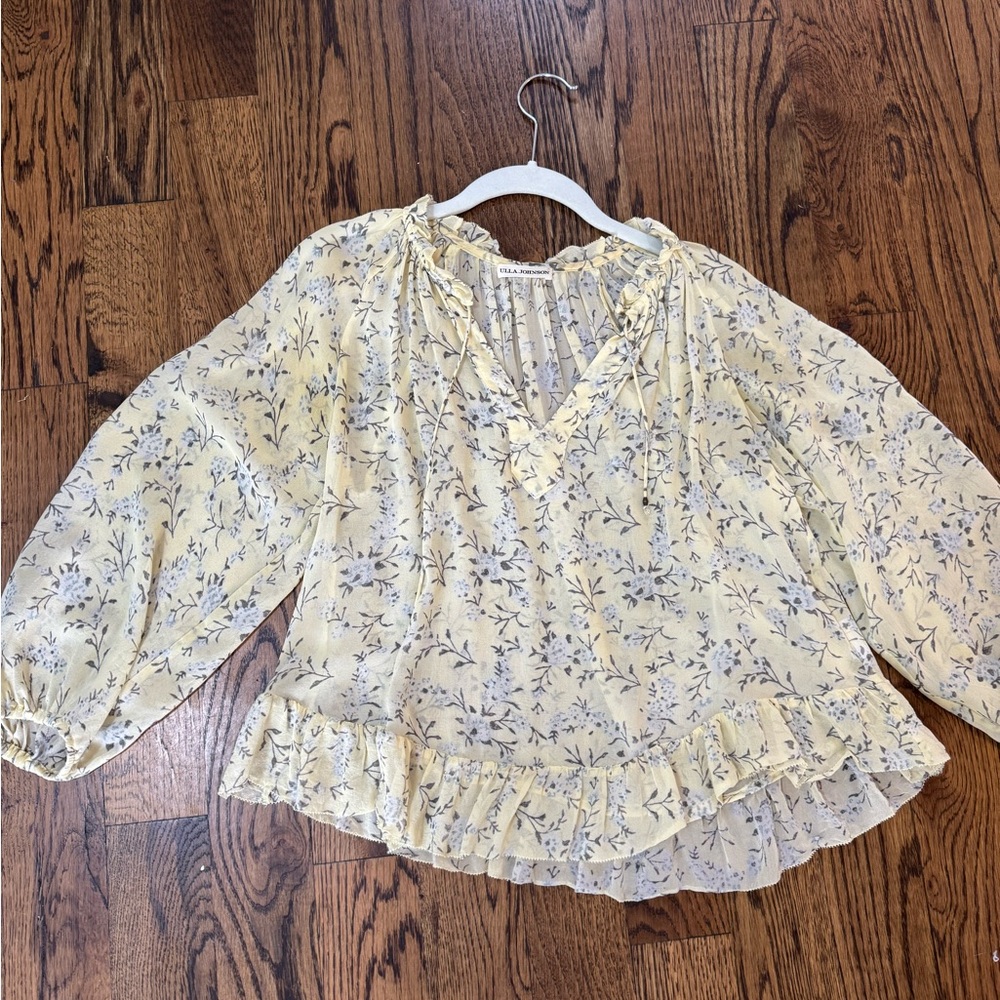 Ulla Johnson Pastel Yellow Floral Blouse